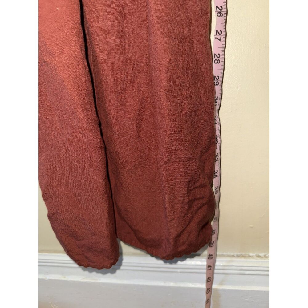 Express Linen Blend Tie Front Button Midi Dress Terracotta Rust Sz XS - Picture 8 of 9